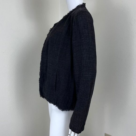 Eileen Fisher Women Size XS Gray Italian Fabric Linen Tweed Cardigan Jacket Boho - Picture 11 of 14